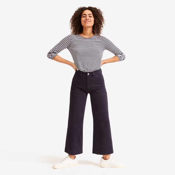 Everlane Pants - Everlane Wide Leg Crop Pant Navy Size 6